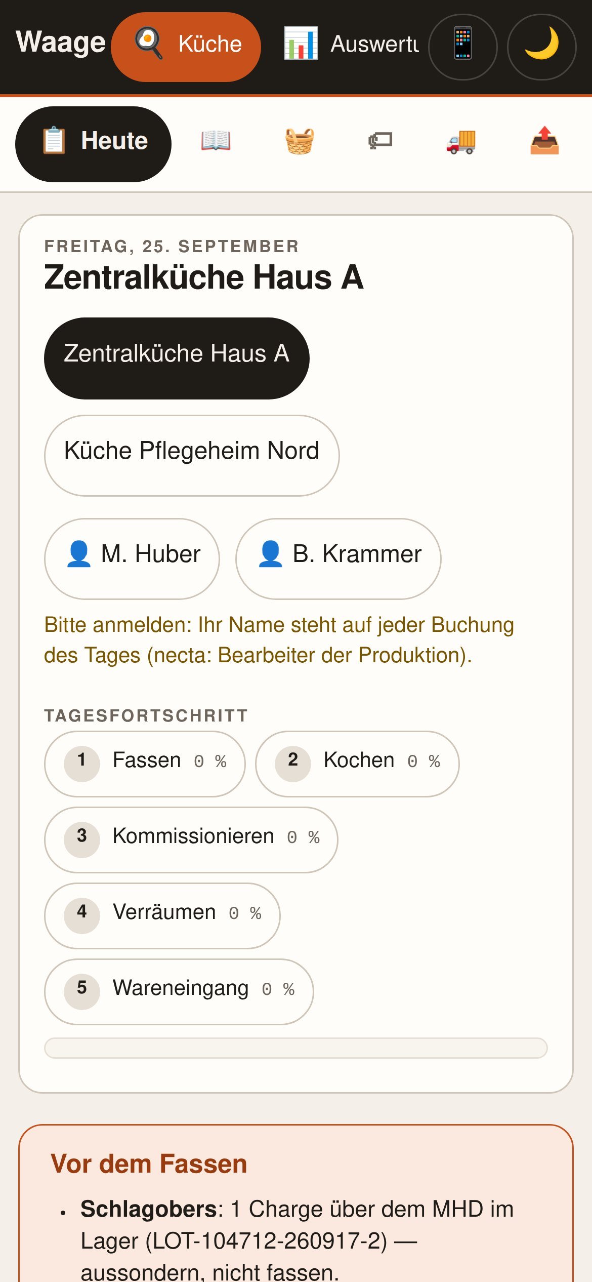 Handyansicht der Küchen-Tagesansicht